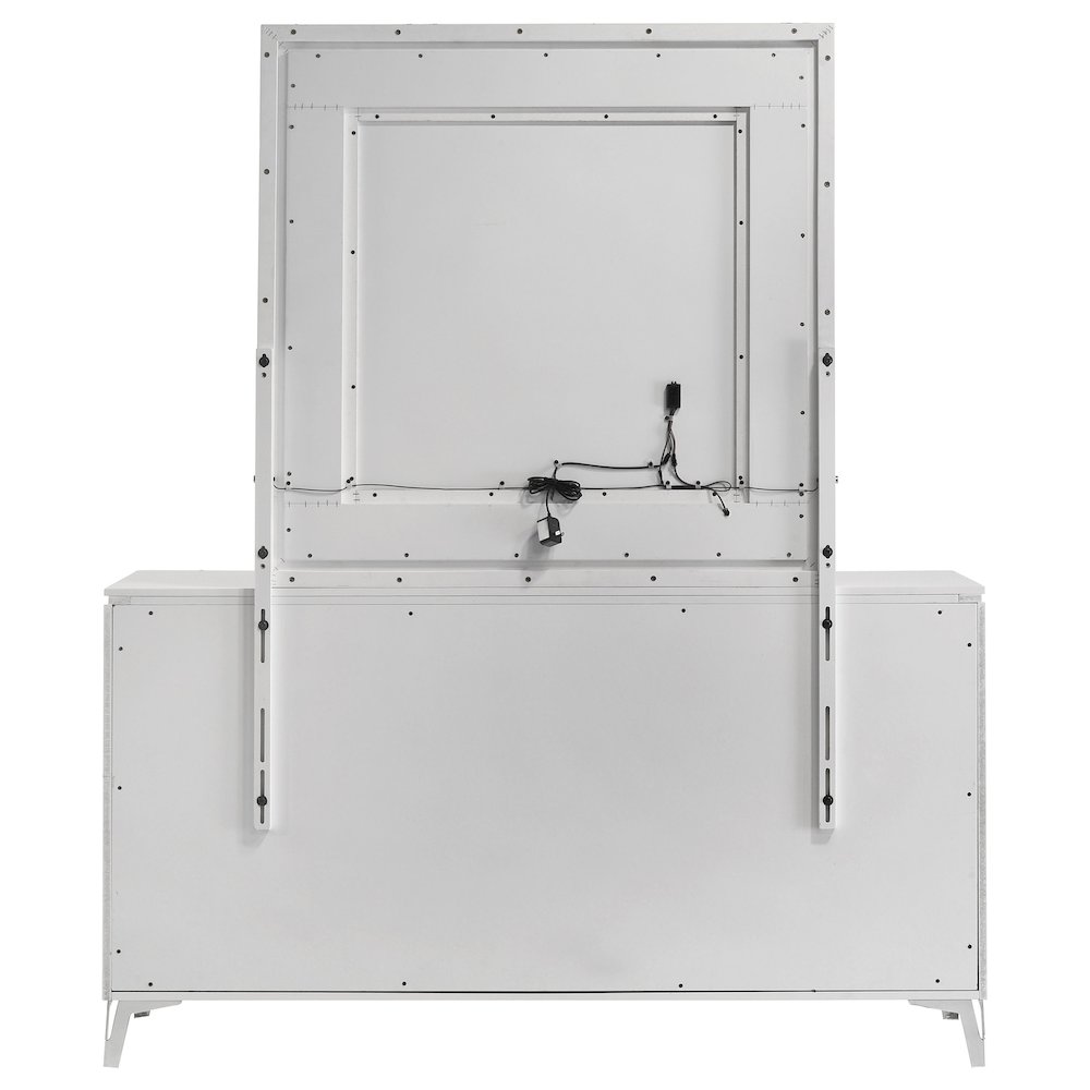 Cassia 6-drawer Dresser Cabinet with Mirror White High Gloss. Picture 5