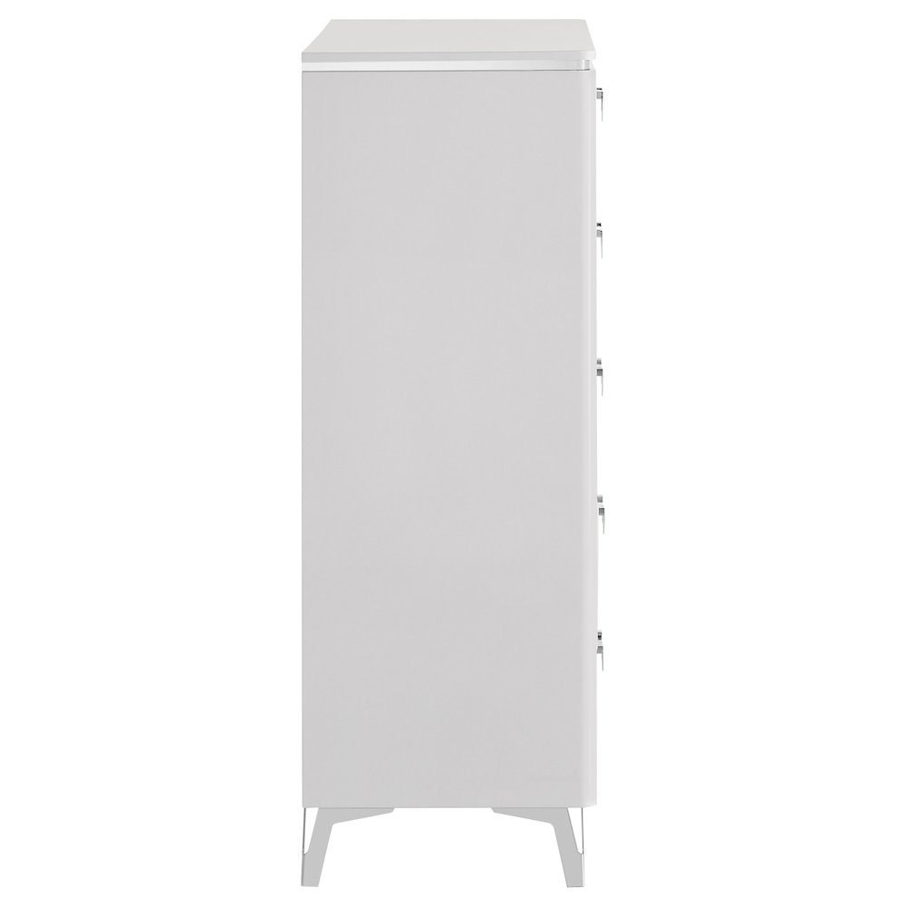 Cassia 5-drawer Bedroom Chest of Drawers White High Gloss. Picture 6