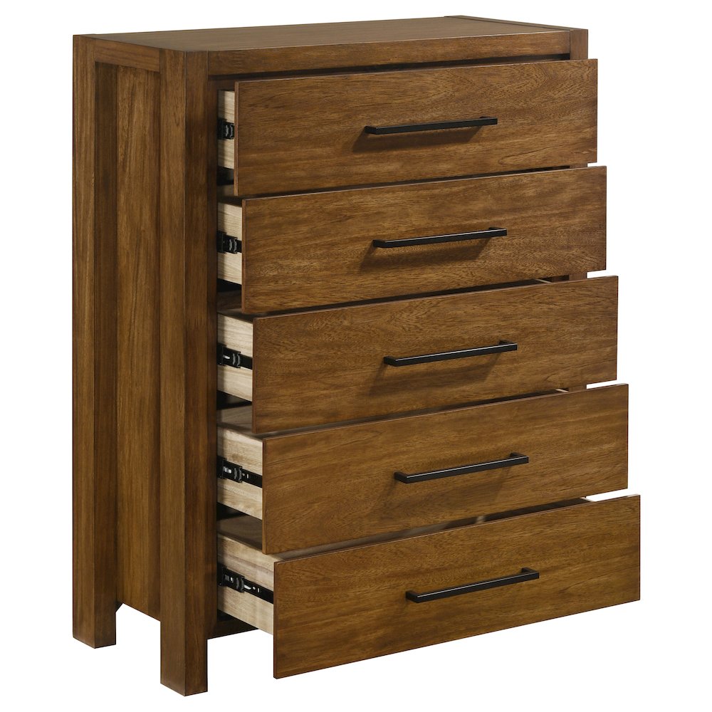 Adderley 5-drawer Bedroom Chest of Drawers Warm Brown. Picture 9