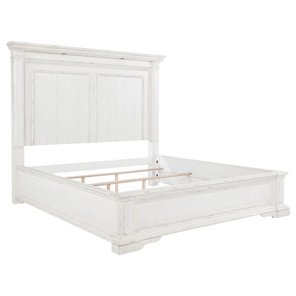 McKinney Eastern King LED Light Panel Bed Vintage White. Picture 1