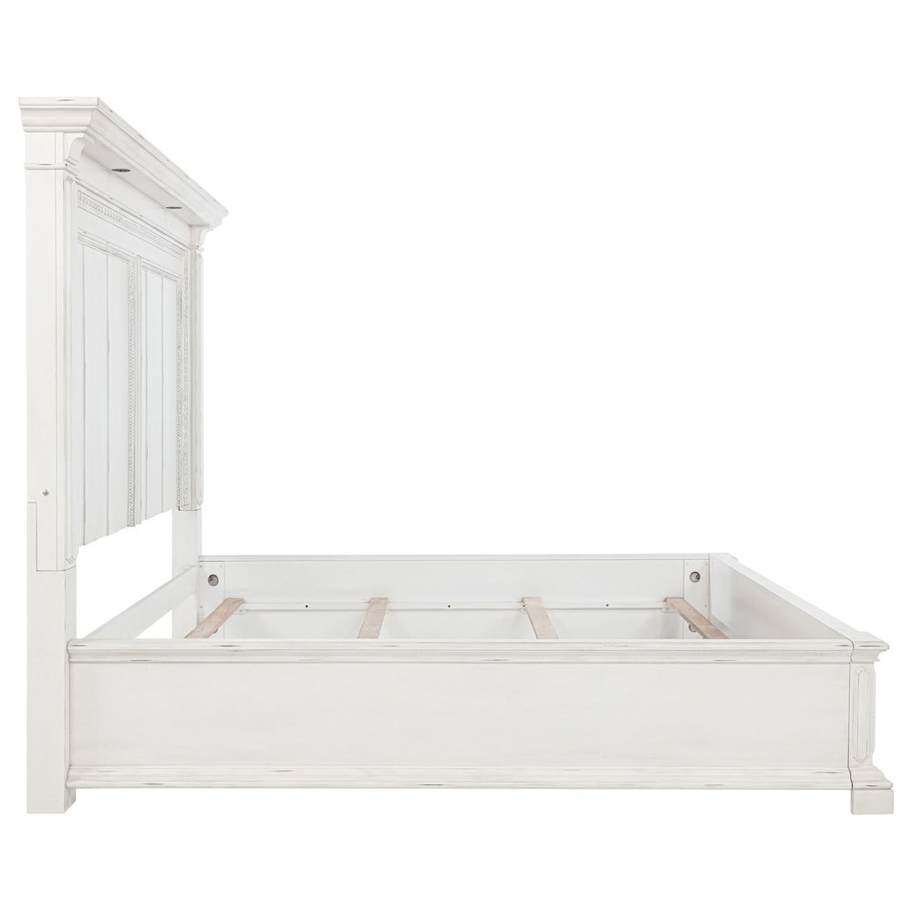 McKinney Eastern King LED Light Panel Bed Vintage White. Picture 7