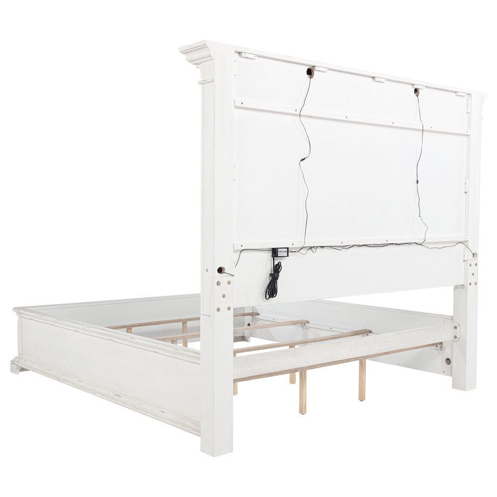 McKinney Queen LED Light Panel Bed Vintage White. Picture 5