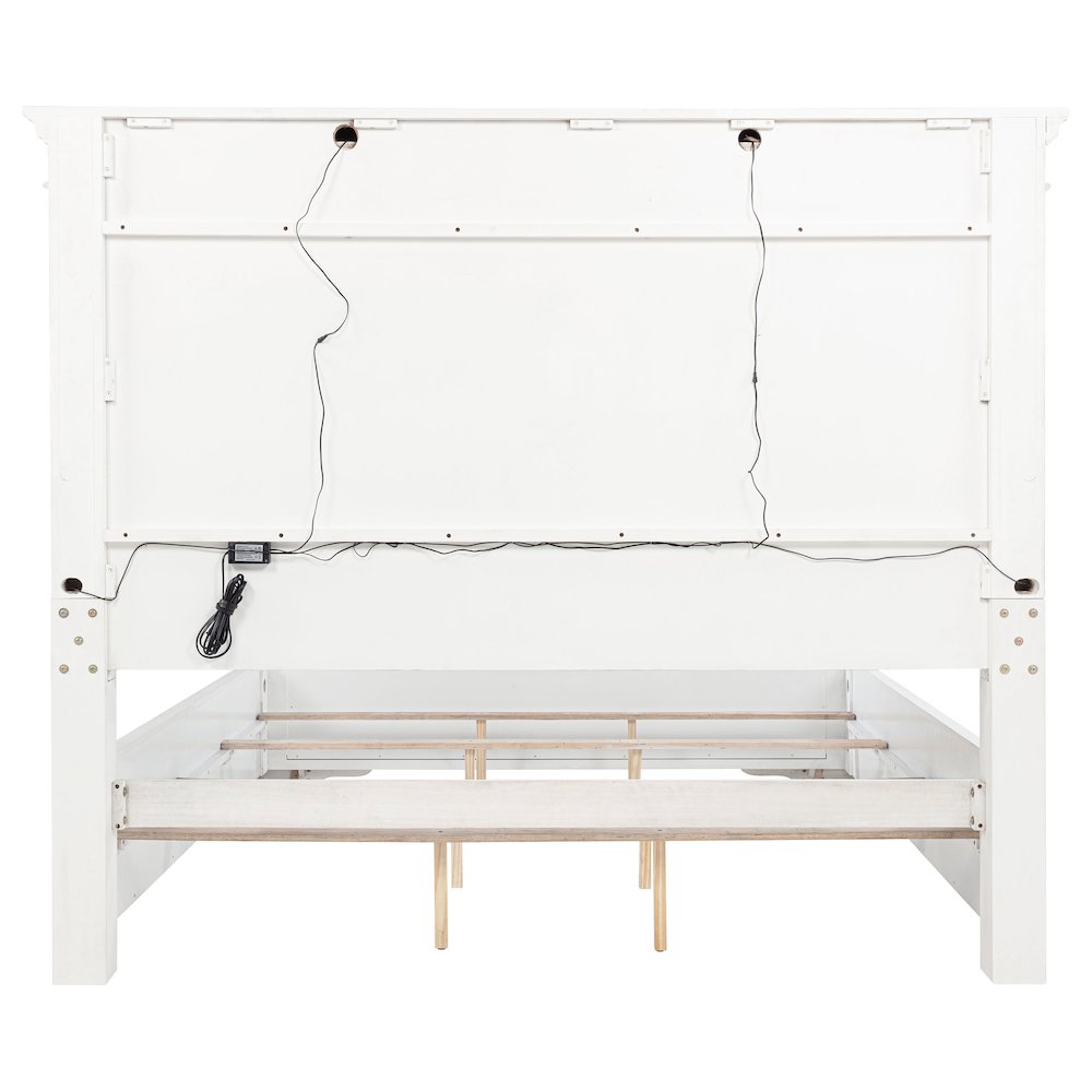 McKinney Queen LED Light Panel Bed Vintage White. Picture 6