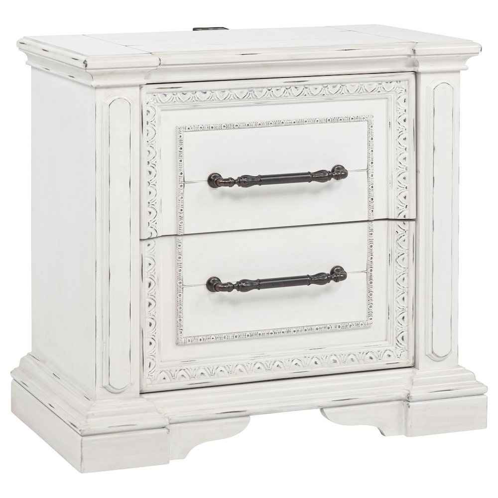 McKinney 2-drawer Nightstand with Dual USB Vintage White. Picture 1