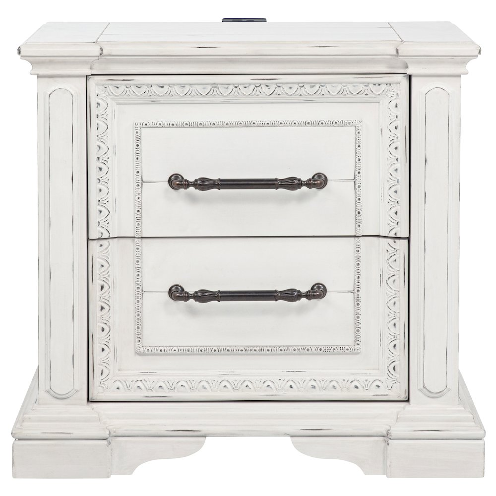 McKinney 2-drawer Nightstand with Dual USB Vintage White. Picture 3