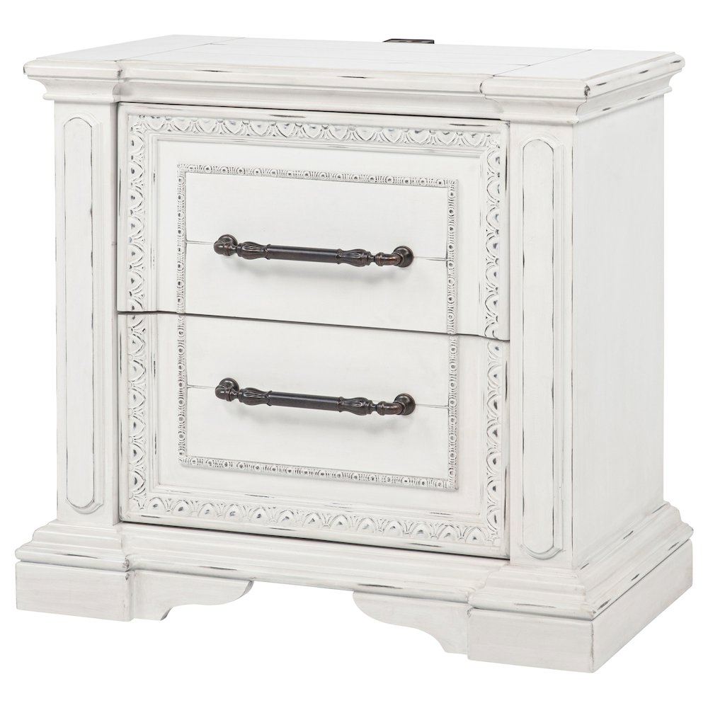 McKinney 2-drawer Nightstand with Dual USB Vintage White. Picture 4