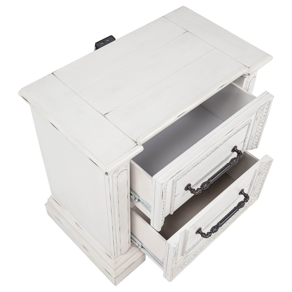 McKinney 2-drawer Nightstand with Dual USB Vintage White. Picture 11
