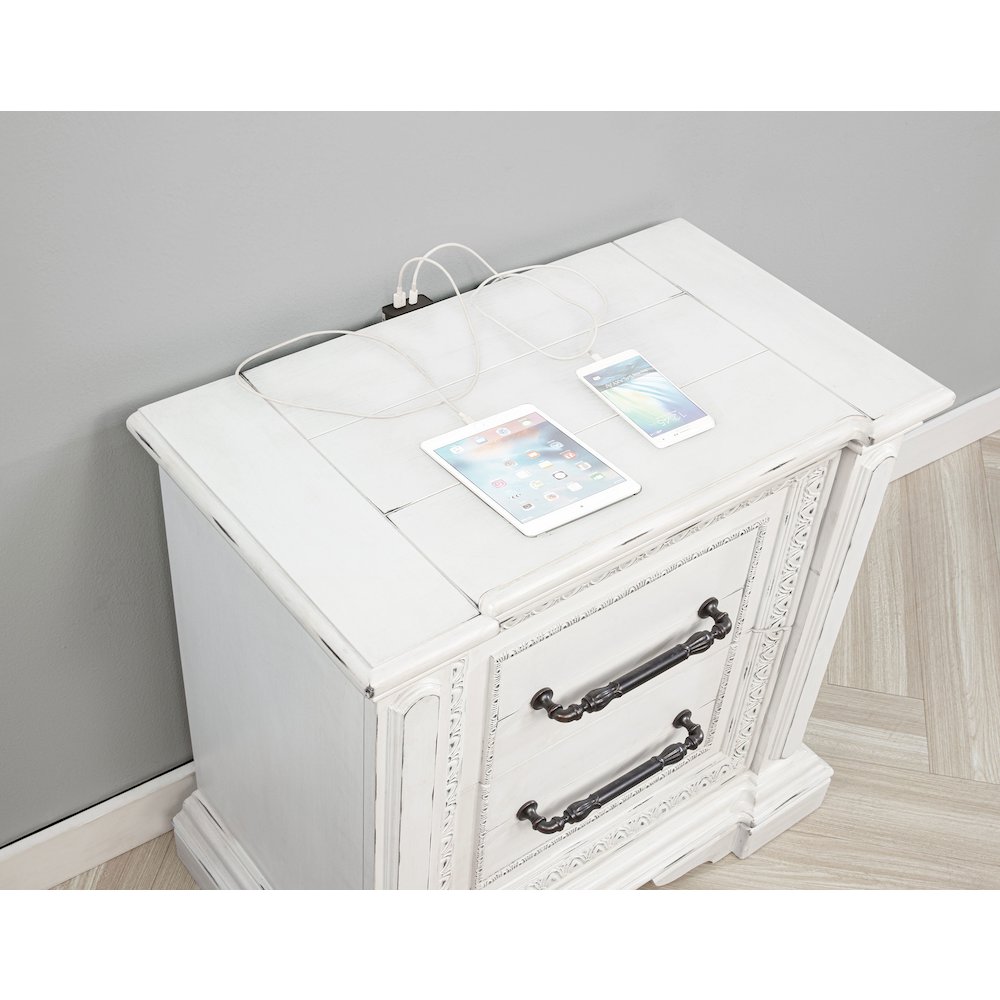 McKinney 2-drawer Nightstand with Dual USB Vintage White. Picture 12