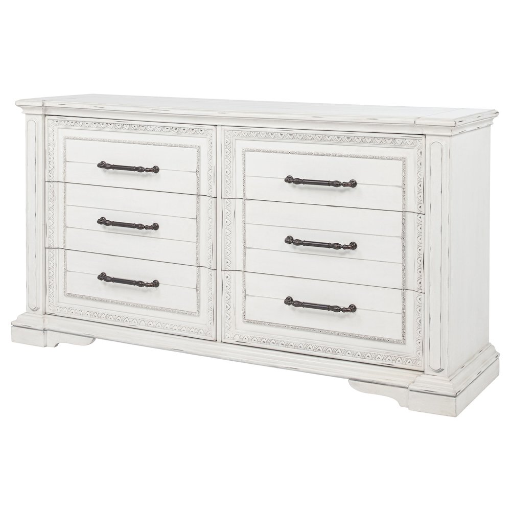 McKinney 6-drawer Bedroom Dresser Cabinet Vintage White. Picture 4