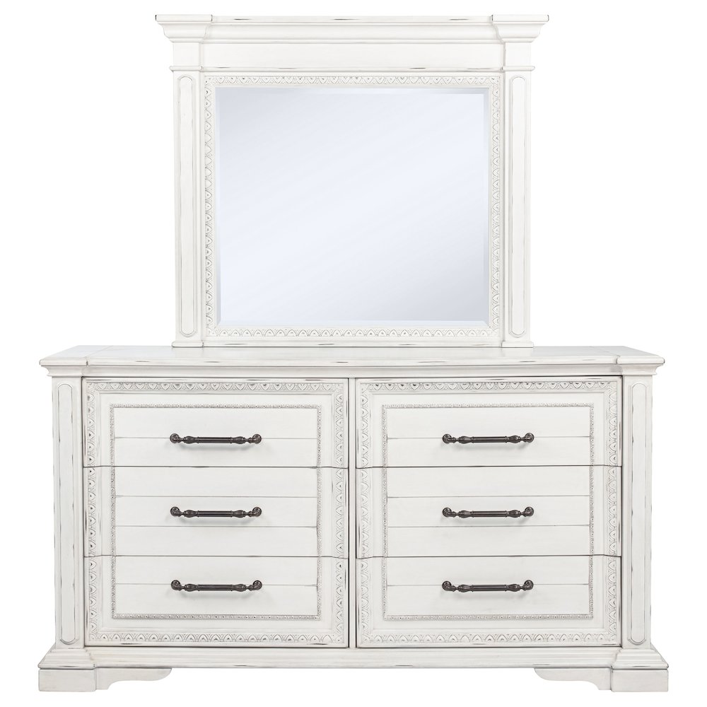 McKinney 6-drawer Bedroom Dresser with Mirror Vintage White. Picture 3