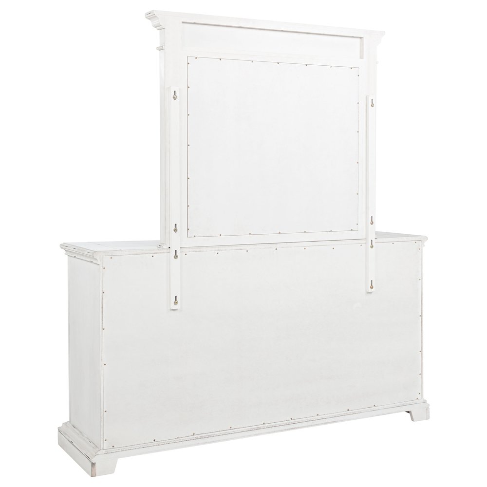 McKinney 6-drawer Bedroom Dresser with Mirror Vintage White. Picture 6
