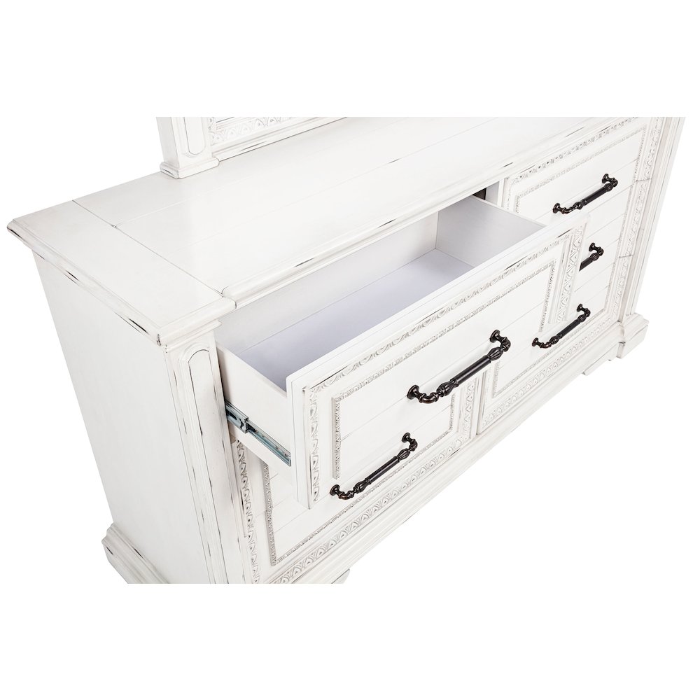 McKinney 6-drawer Bedroom Dresser with Mirror Vintage White. Picture 11