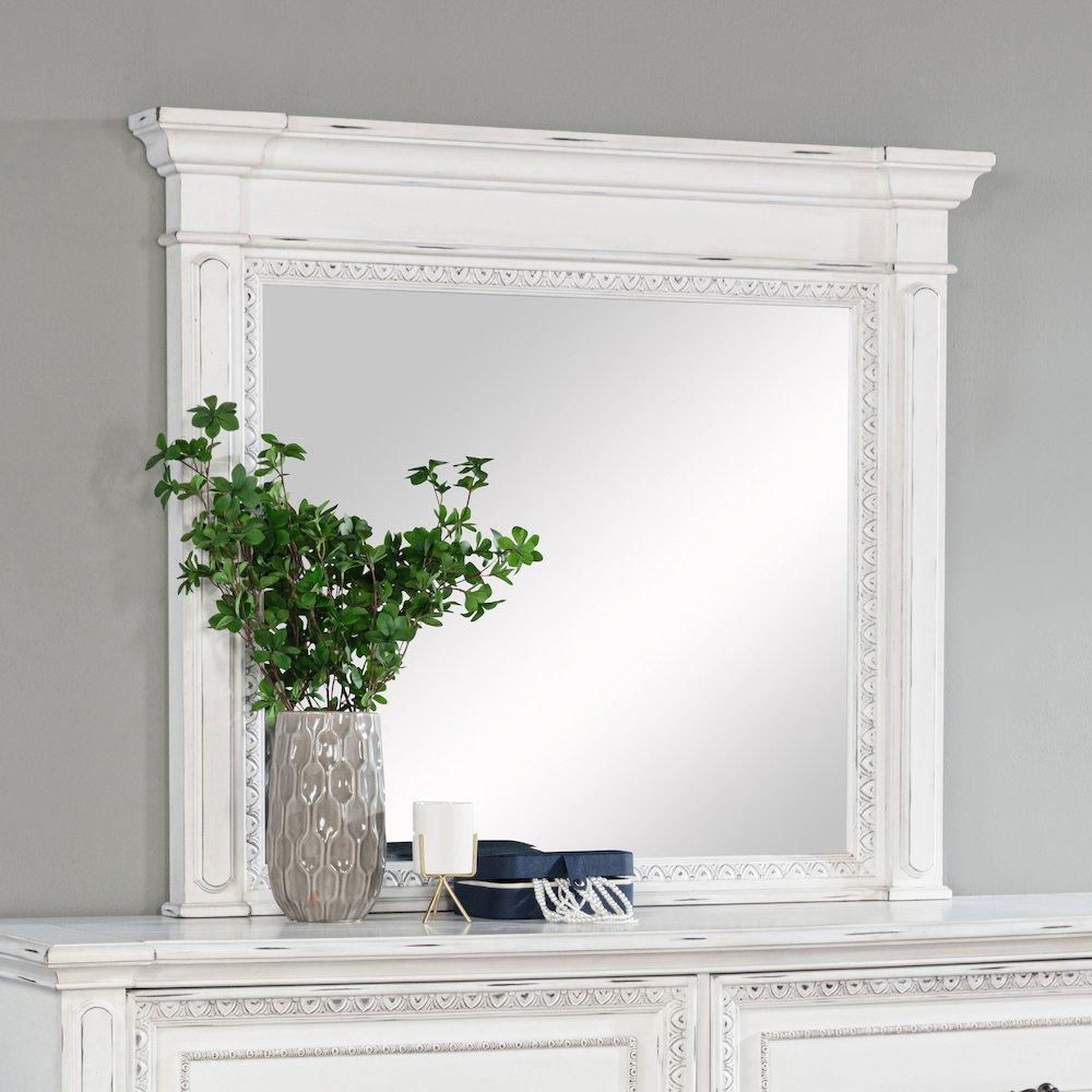 McKinney Dresser Mirror Vintage White. Picture 2