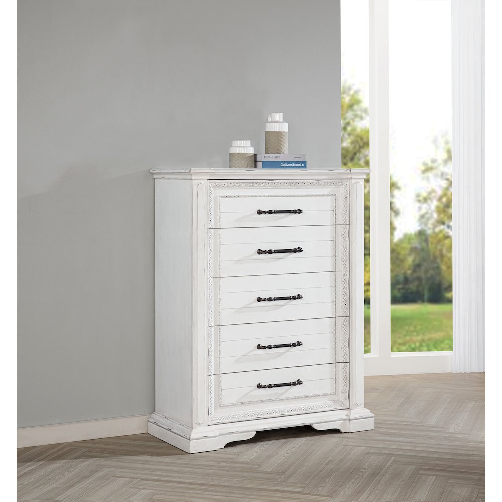 McKinney 5-drawer Bedroom Chest of Drawers Vintage White. Picture 2