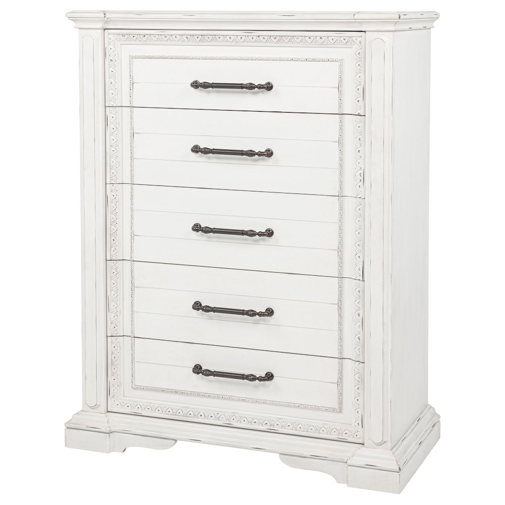 McKinney 5-drawer Bedroom Chest of Drawers Vintage White. Picture 4