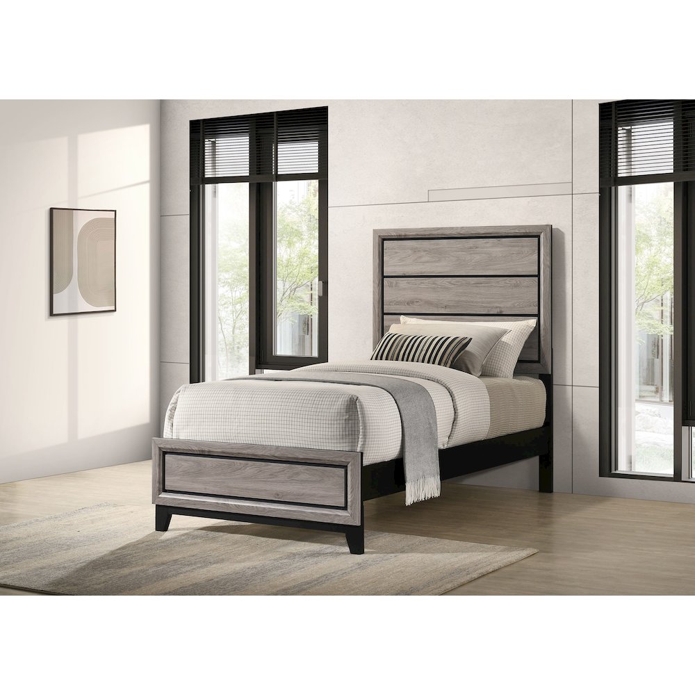 Watson Wood Twin Panel Bed Light Taupe. Picture 2