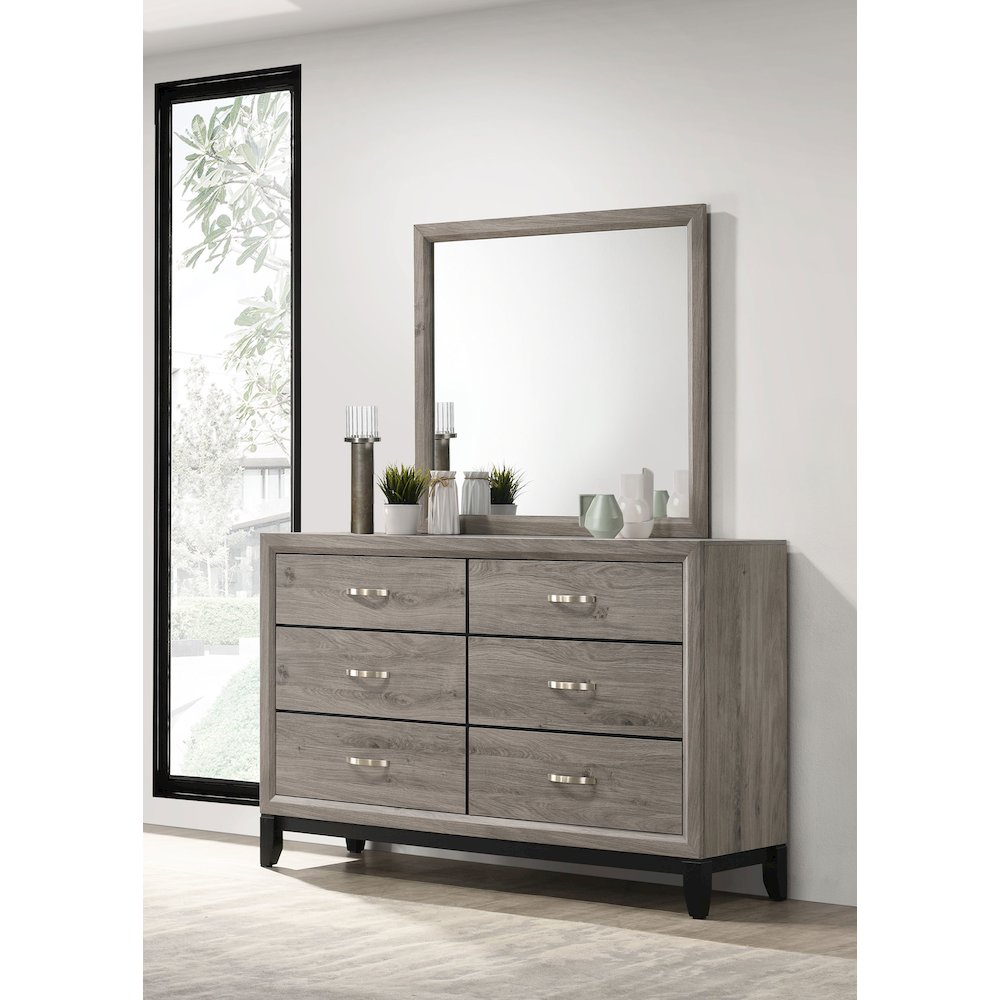 Watson 6-drawer Bedroom Dresser and Mirror Light Taupe. Picture 2
