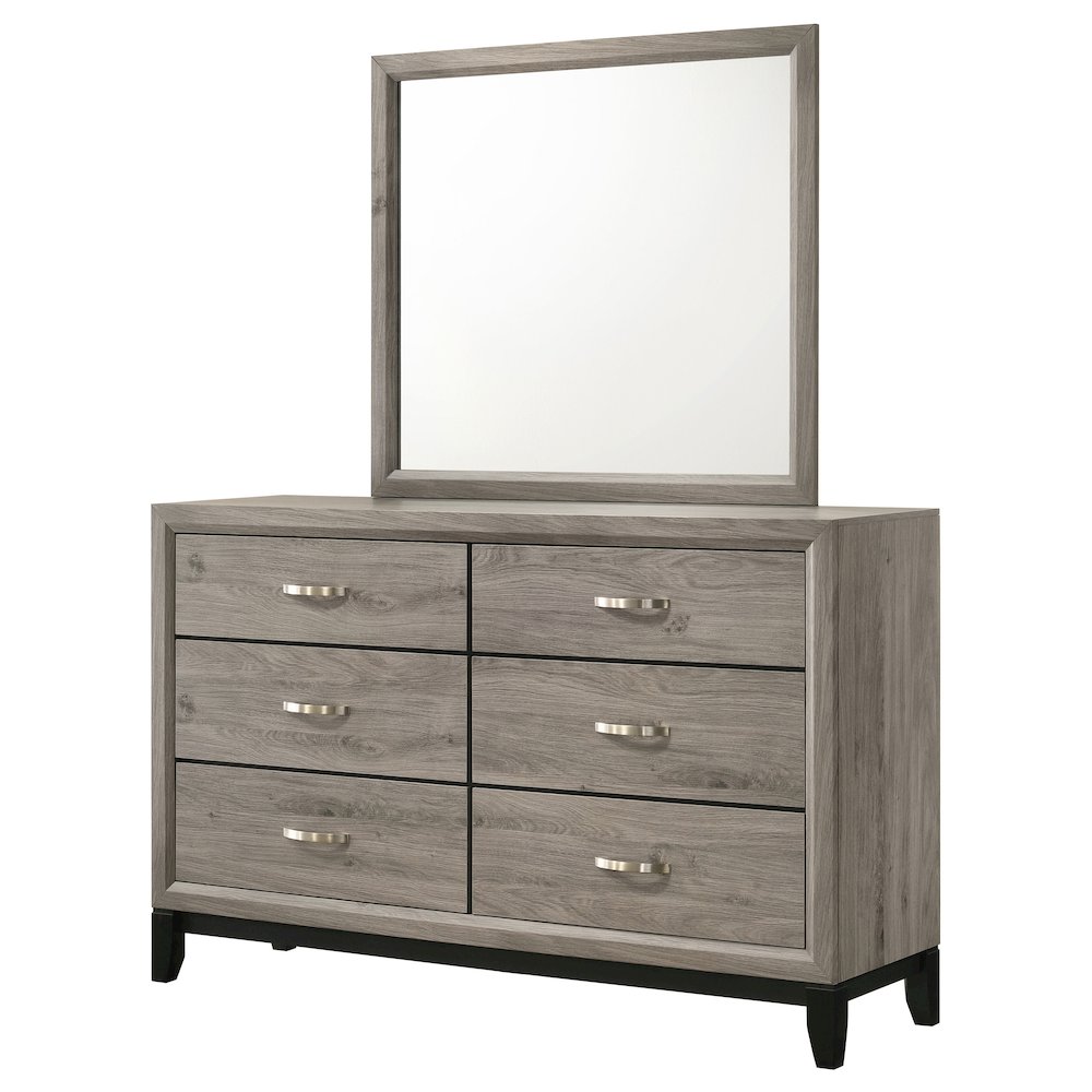 Watson 6-drawer Bedroom Dresser and Mirror Light Taupe. Picture 4