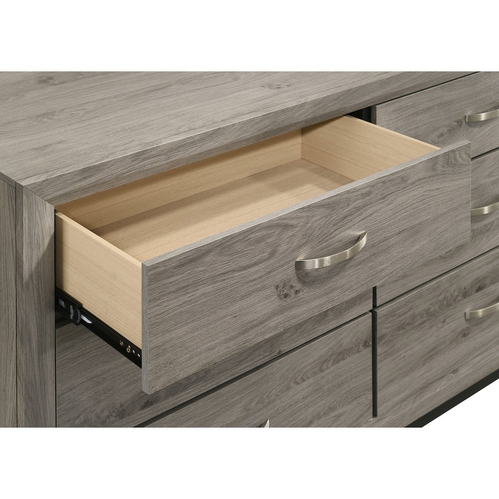 Watson 6-drawer Bedroom Dresser and Mirror Light Taupe. Picture 10