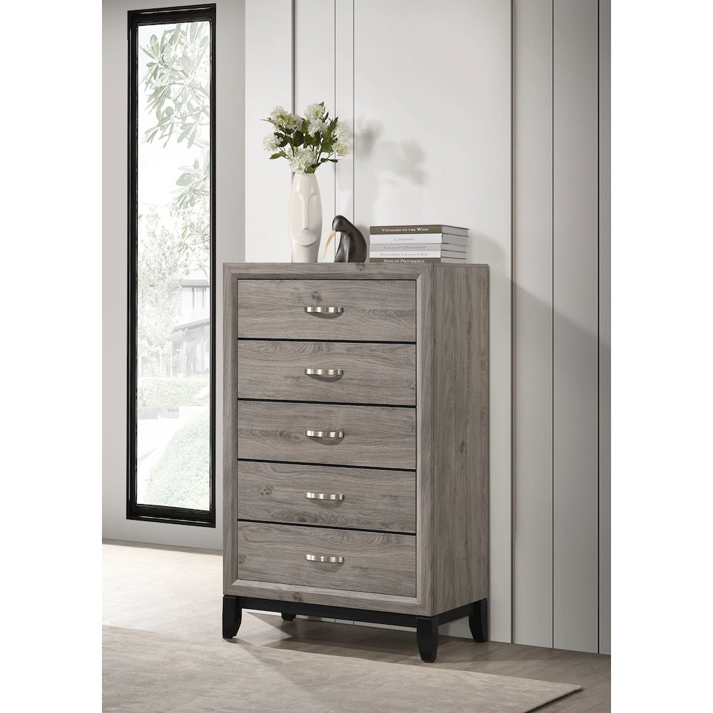 Watson 5-drawer Bedroom Chest of Drawers Light Taupe. Picture 2
