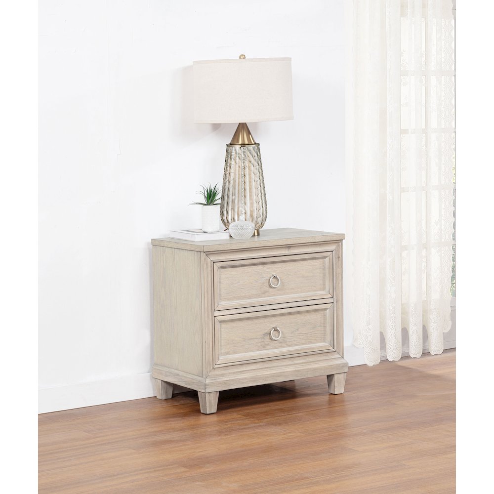 Pembroke 2-drawer Nightstand Bedside Table Washed Oak. Picture 2