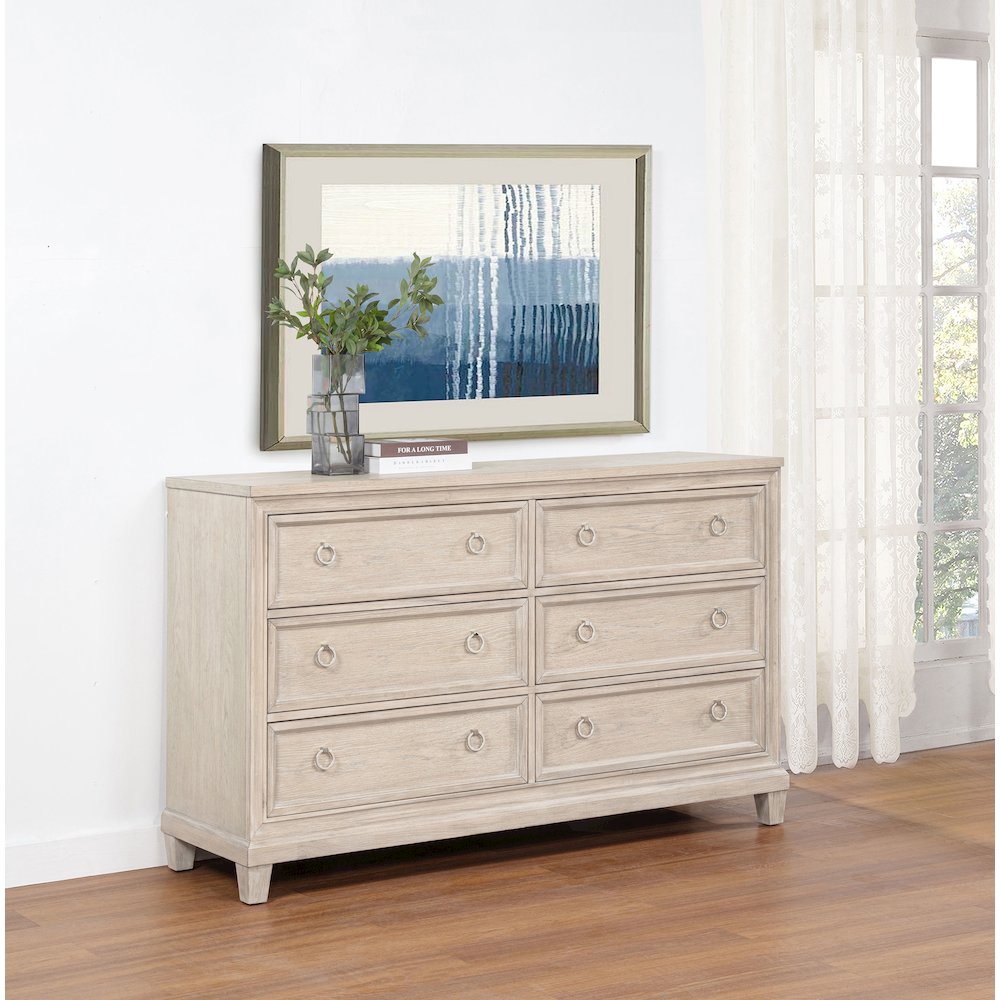Pembroke 6-drawer Bedroom Dresser Cabinet Washed Oak. Picture 2