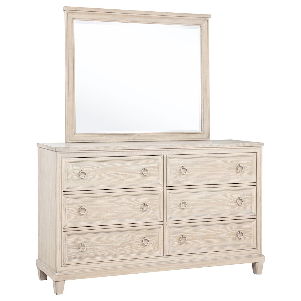 Pembroke 6-drawer Bedroom Dresser with Mirror Washed Oak. Picture 1