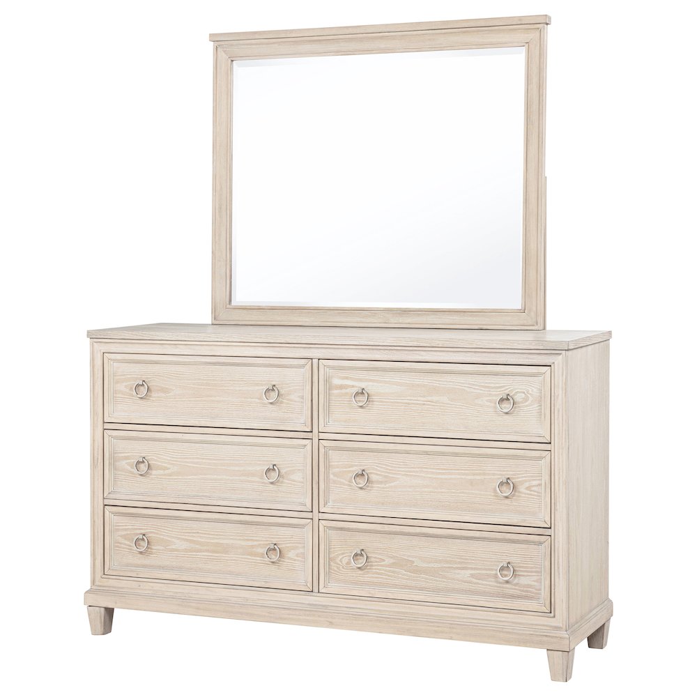 Pembroke 6-drawer Bedroom Dresser with Mirror Washed Oak. Picture 4