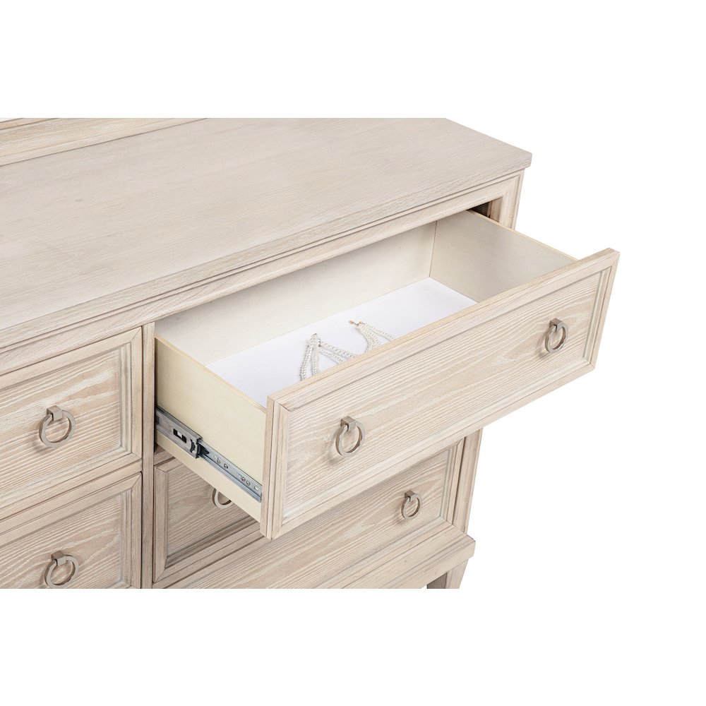 Pembroke 6-drawer Bedroom Dresser with Mirror Washed Oak. Picture 10