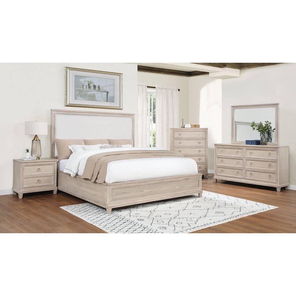 Pembroke 6-drawer Bedroom Dresser with Mirror Washed Oak. Picture 14