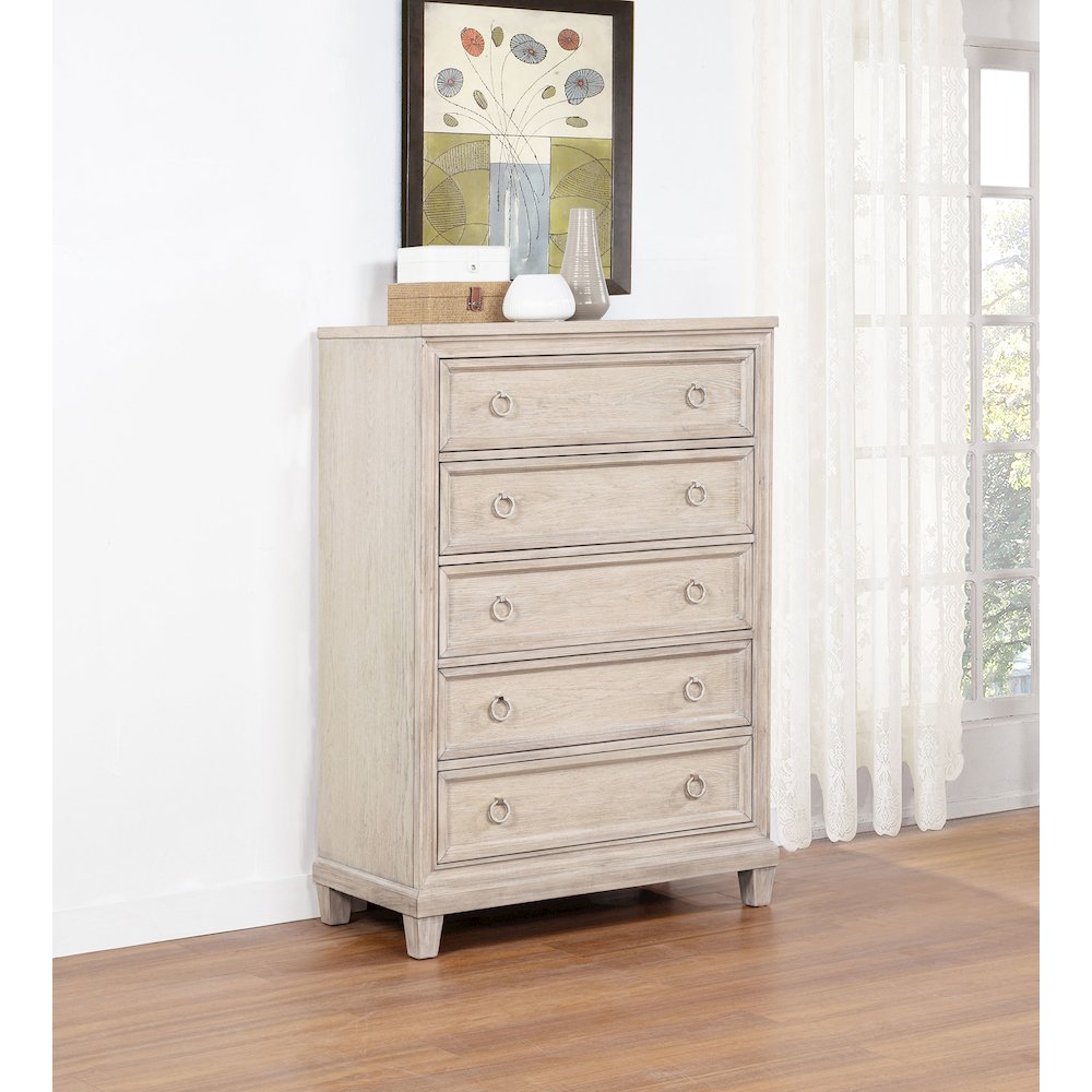 Pembroke 5-drawer Chest of Drawers Washed Oak. Picture 2