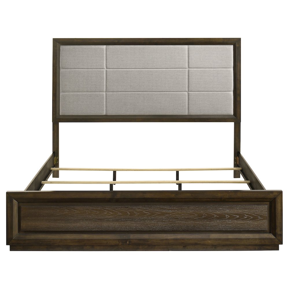 Atlas 63-inch Eastern King Upholstered Panel Bed Grey and Dark Oak. Picture 4