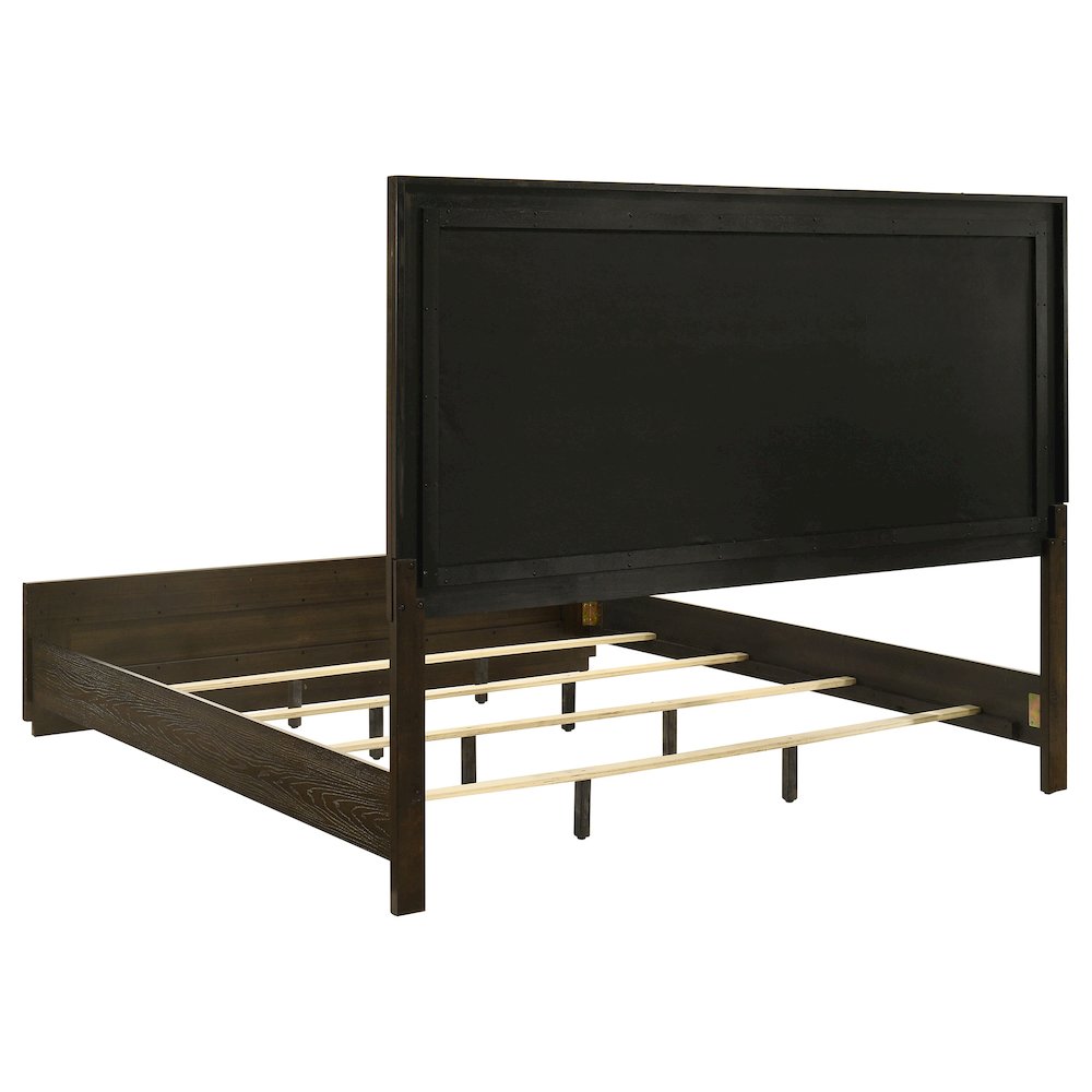 Atlas 63-inch Eastern King Upholstered Panel Bed Grey and Dark Oak. Picture 5