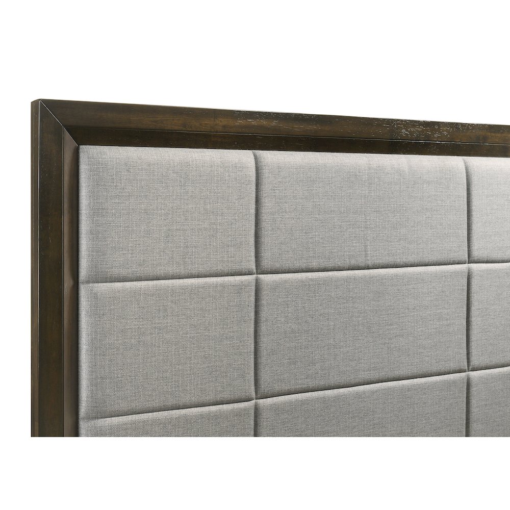 Atlas 63-inch Eastern King Upholstered Panel Bed Grey and Dark Oak. Picture 7