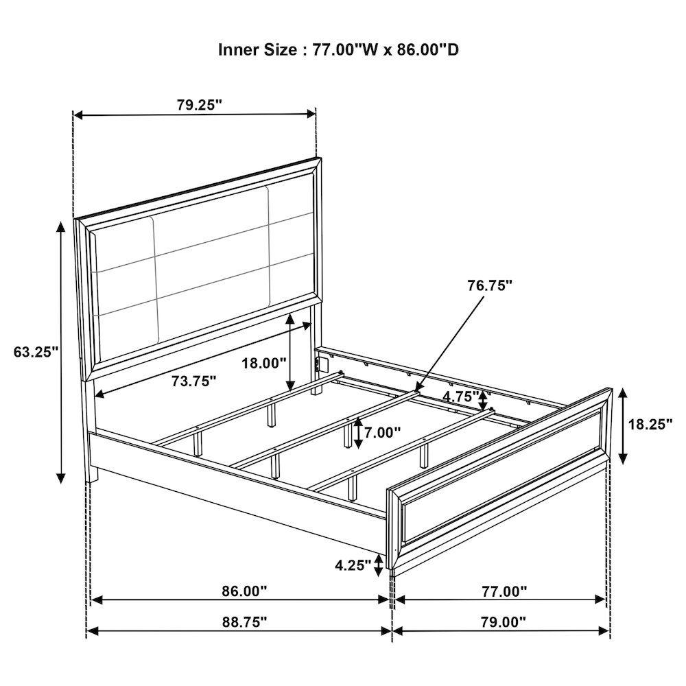 Atlas 63-inch Eastern King Upholstered Panel Bed Grey and Dark Oak. Picture 11