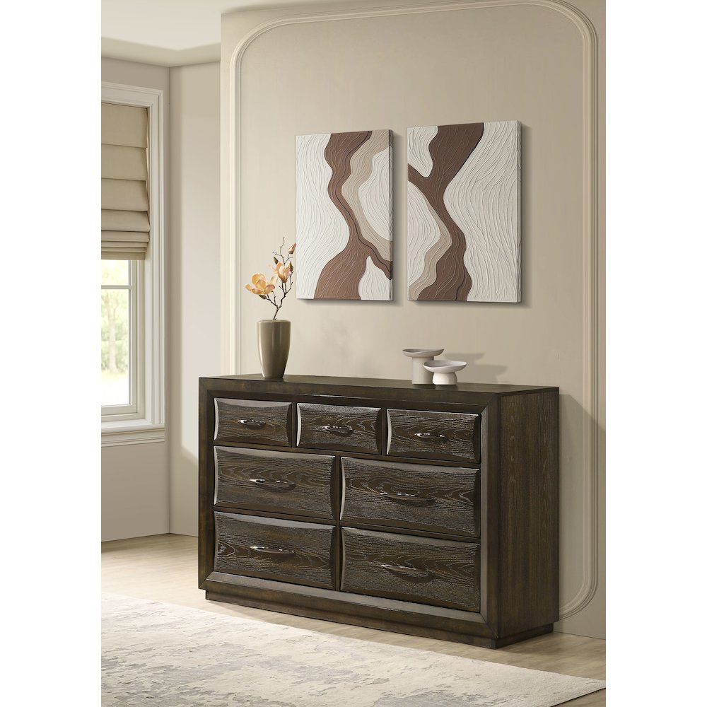 Atlas 7-drawer Bedroom Dresser Cabinet Dark Oak. Picture 2