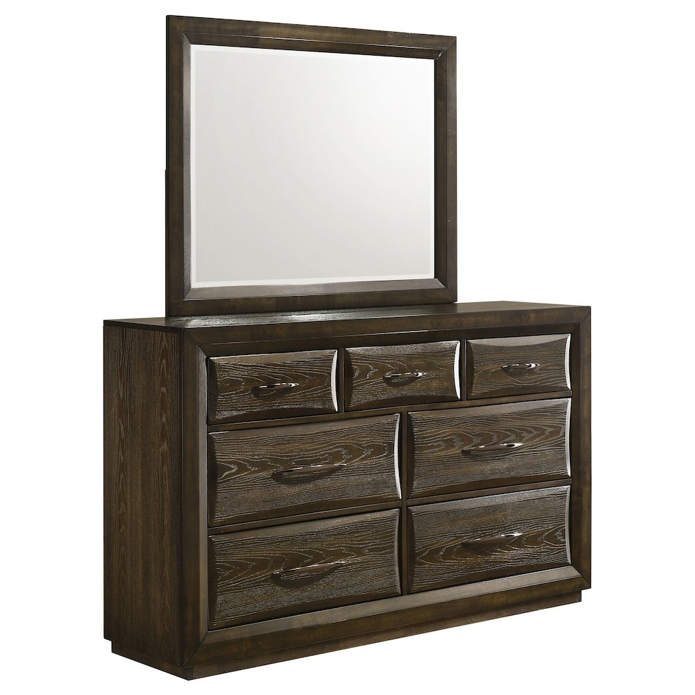 Atlas 7-drawer Bedroom Dresser and Mirror Set Dark Oak. Picture 1