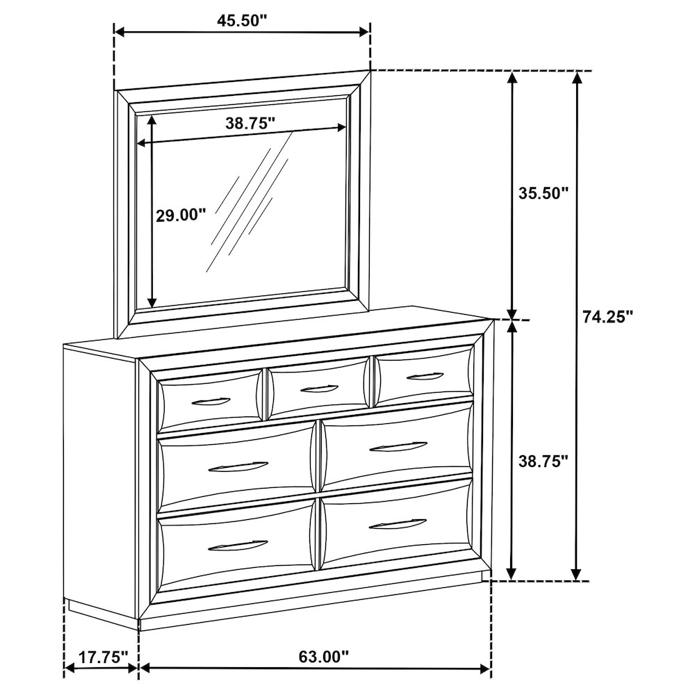 Atlas 7-drawer Bedroom Dresser and Mirror Set Dark Oak. Picture 13