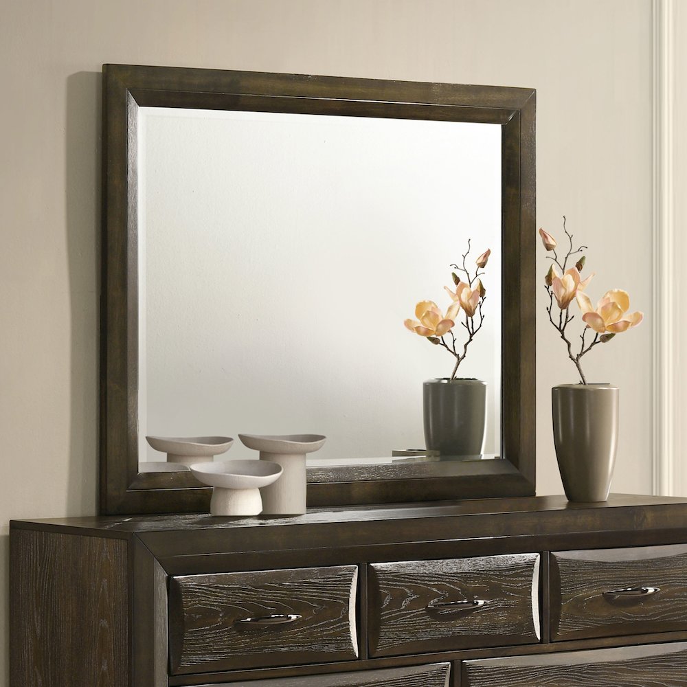 Atlas Bedroom Dresser Mirror Dark Oak. Picture 2