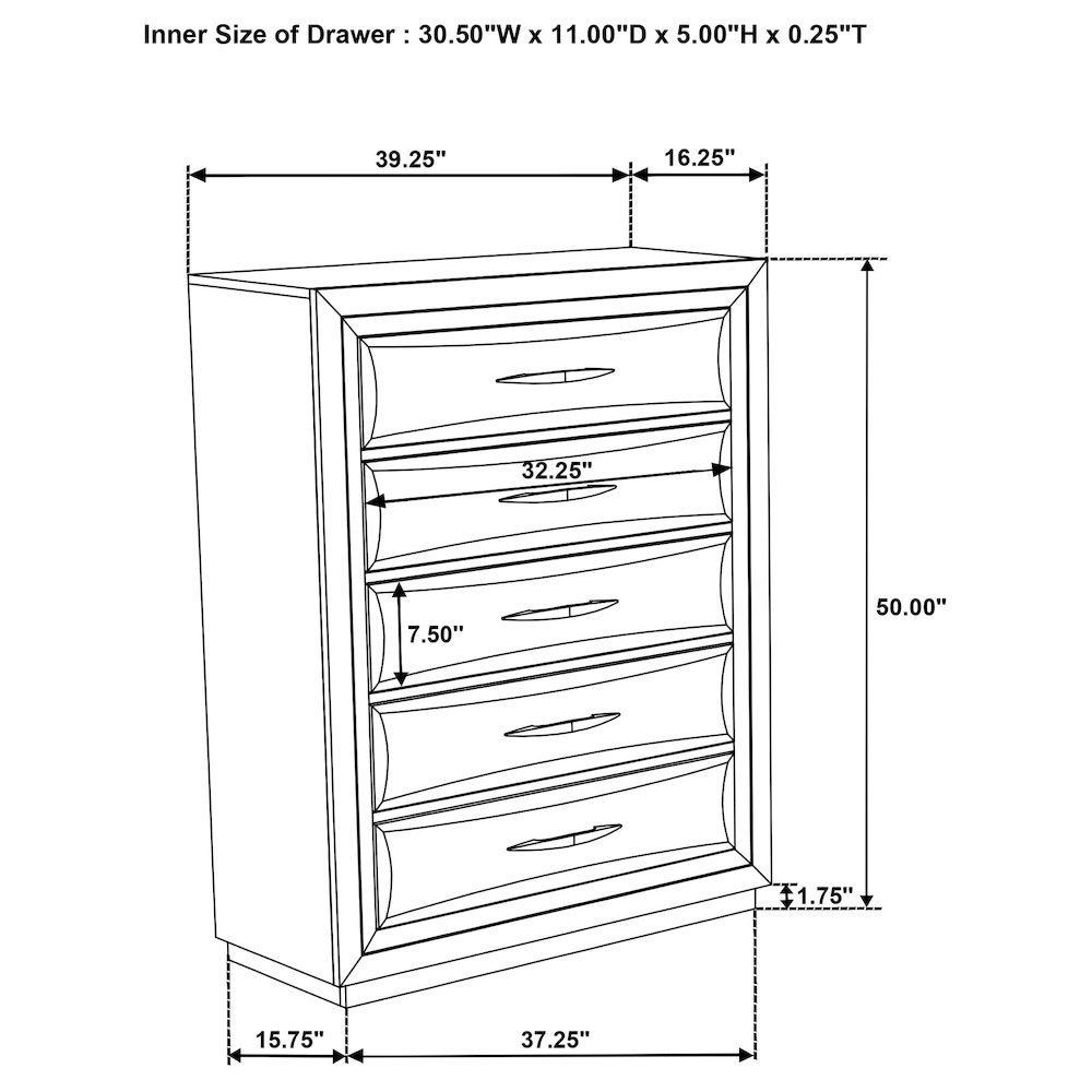 Atlas 5-drawer Bedroom Chest of Drawers Dark Oak. Picture 13