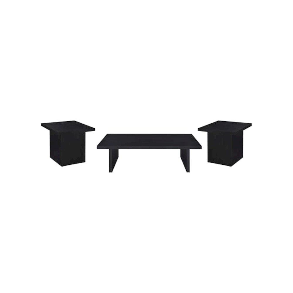 Max 3-piece Rectangular Coffee and End Table Set Black. Picture 1