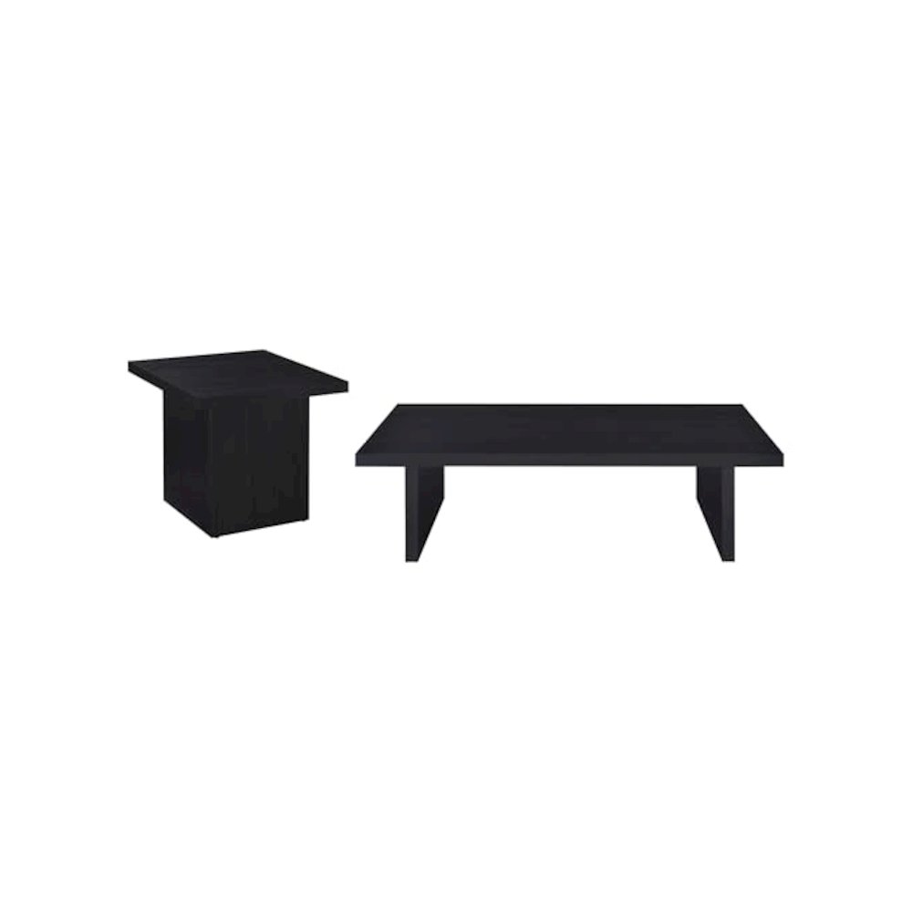 Max 2-piece Rectangular Coffee and End Table Set Black. Picture 1