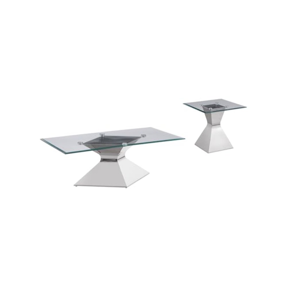 Jenny 2-piece Rectangular Coffee and End Table Set Chrome. Picture 1