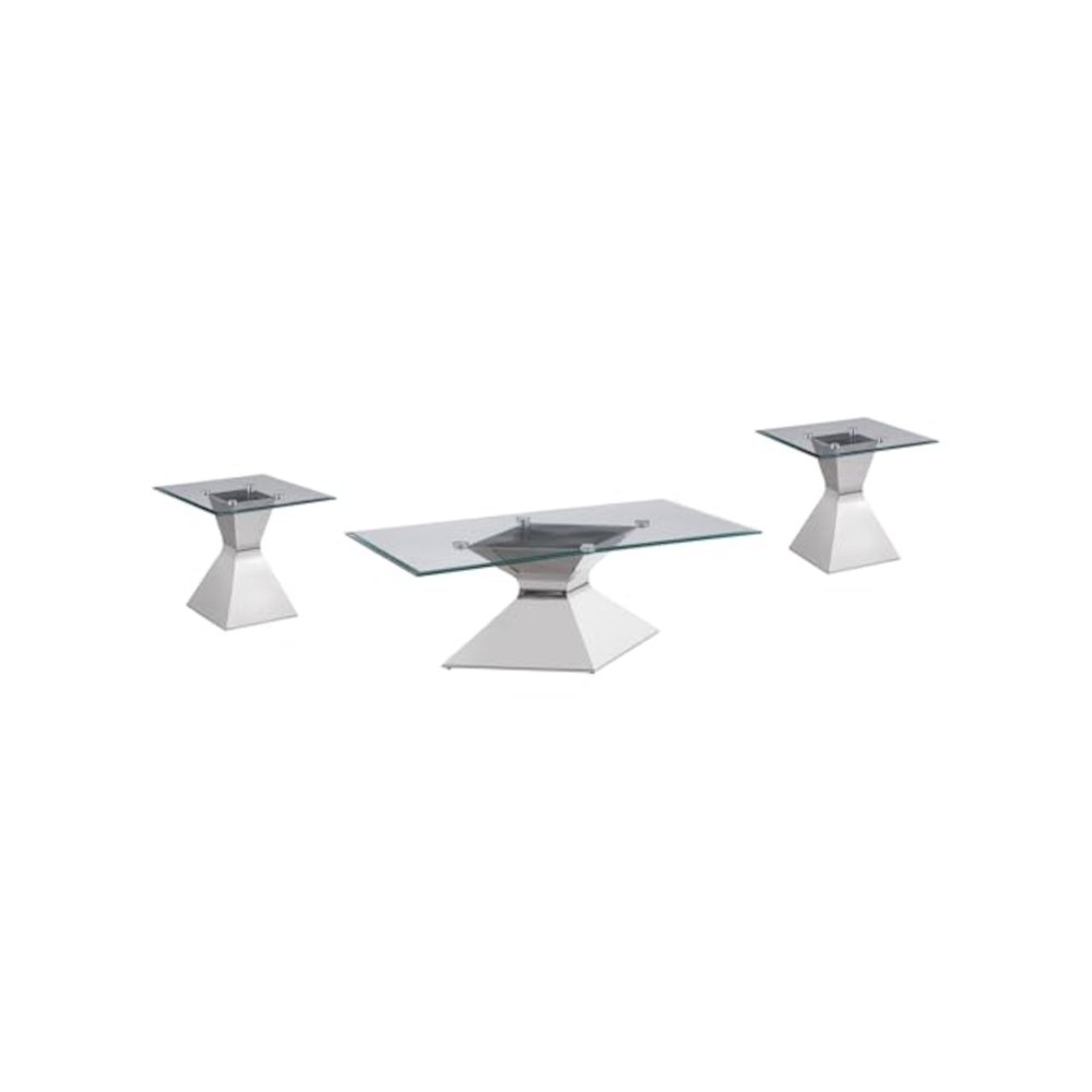 Jenny 3-piece Rectangular Coffee and End Table Set Chrome. Picture 1
