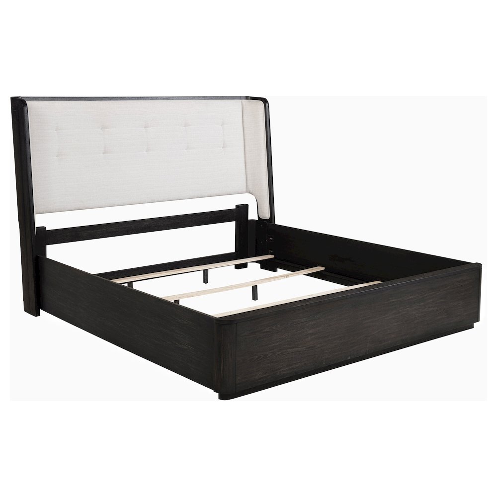 Leandro 55-inch Eastern King Wingback Bed Burnished Black. Picture 1