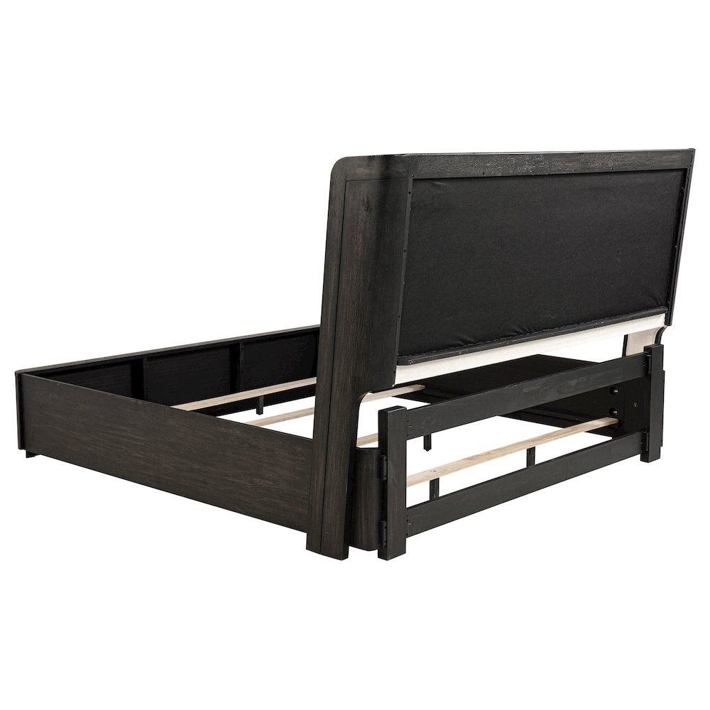 Leandro 55-inch Eastern King Wingback Bed Burnished Black. Picture 4
