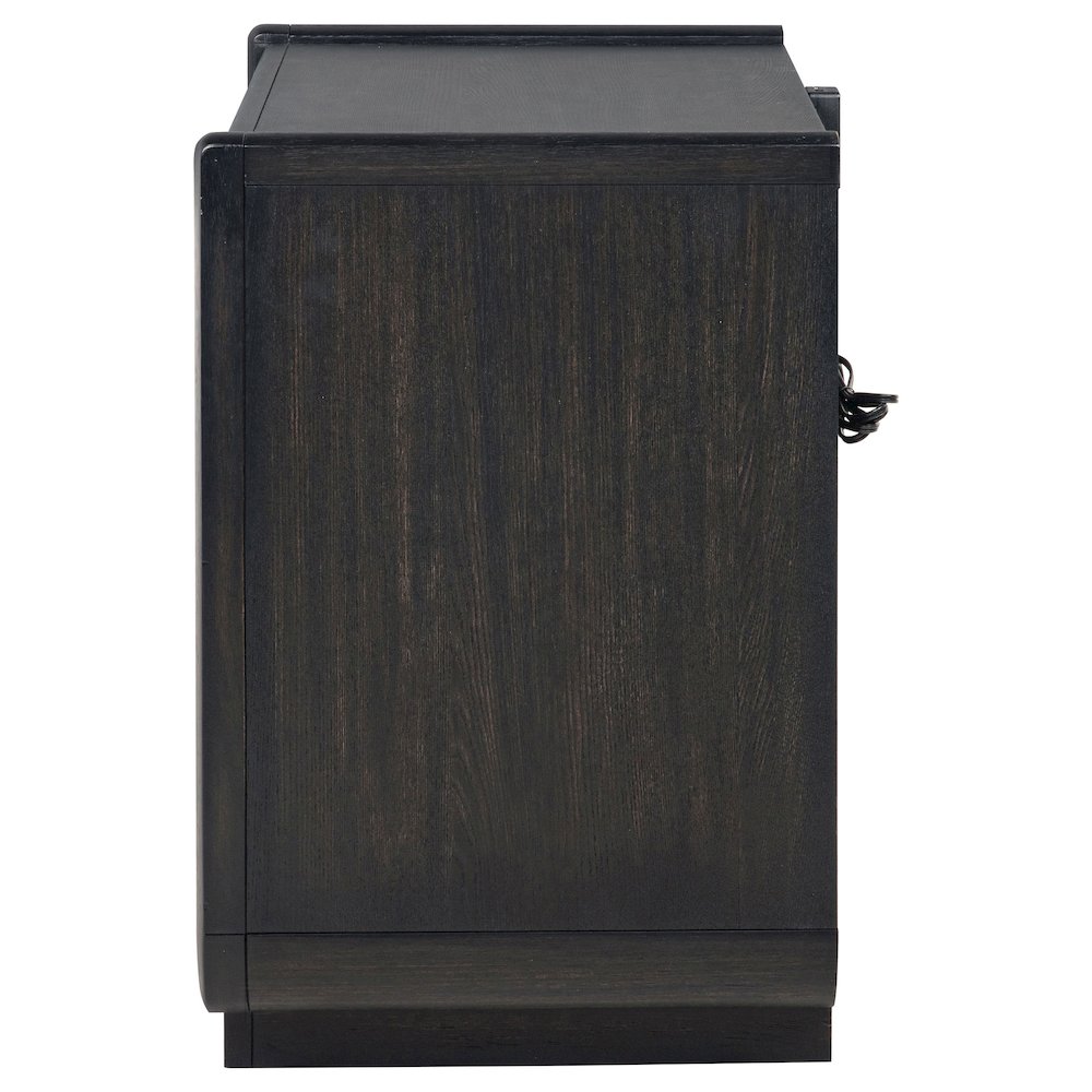 Leandro 2-drawer LED Nightstand with USB Burnished Black. Picture 4