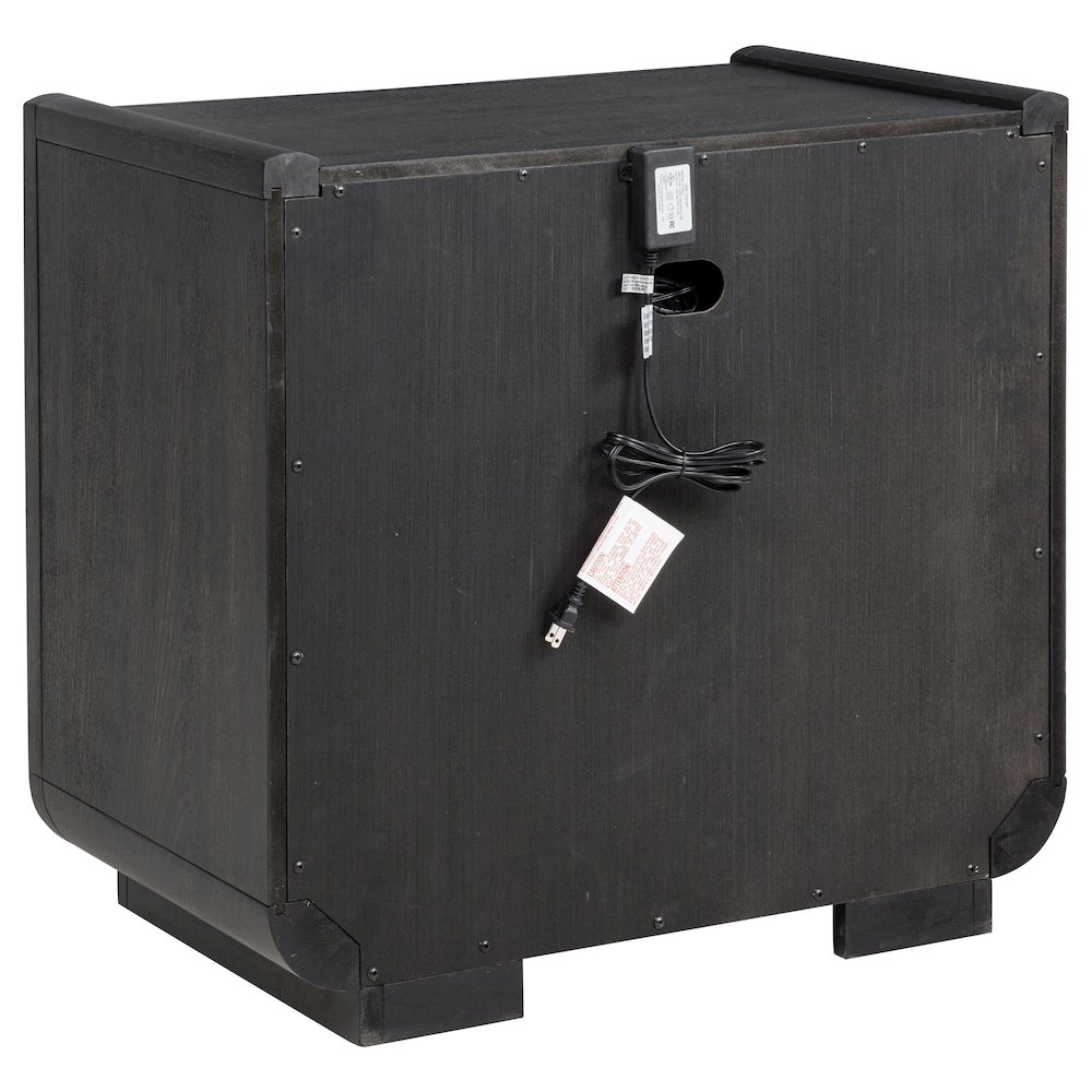 Leandro 2-drawer LED Nightstand with USB Burnished Black. Picture 5
