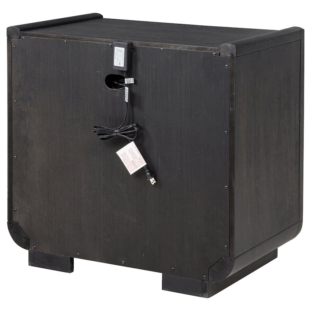 Leandro 2-drawer LED Nightstand with USB Burnished Black. Picture 7