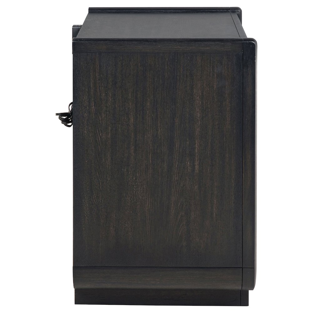 Leandro 2-drawer LED Nightstand with USB Burnished Black. Picture 8